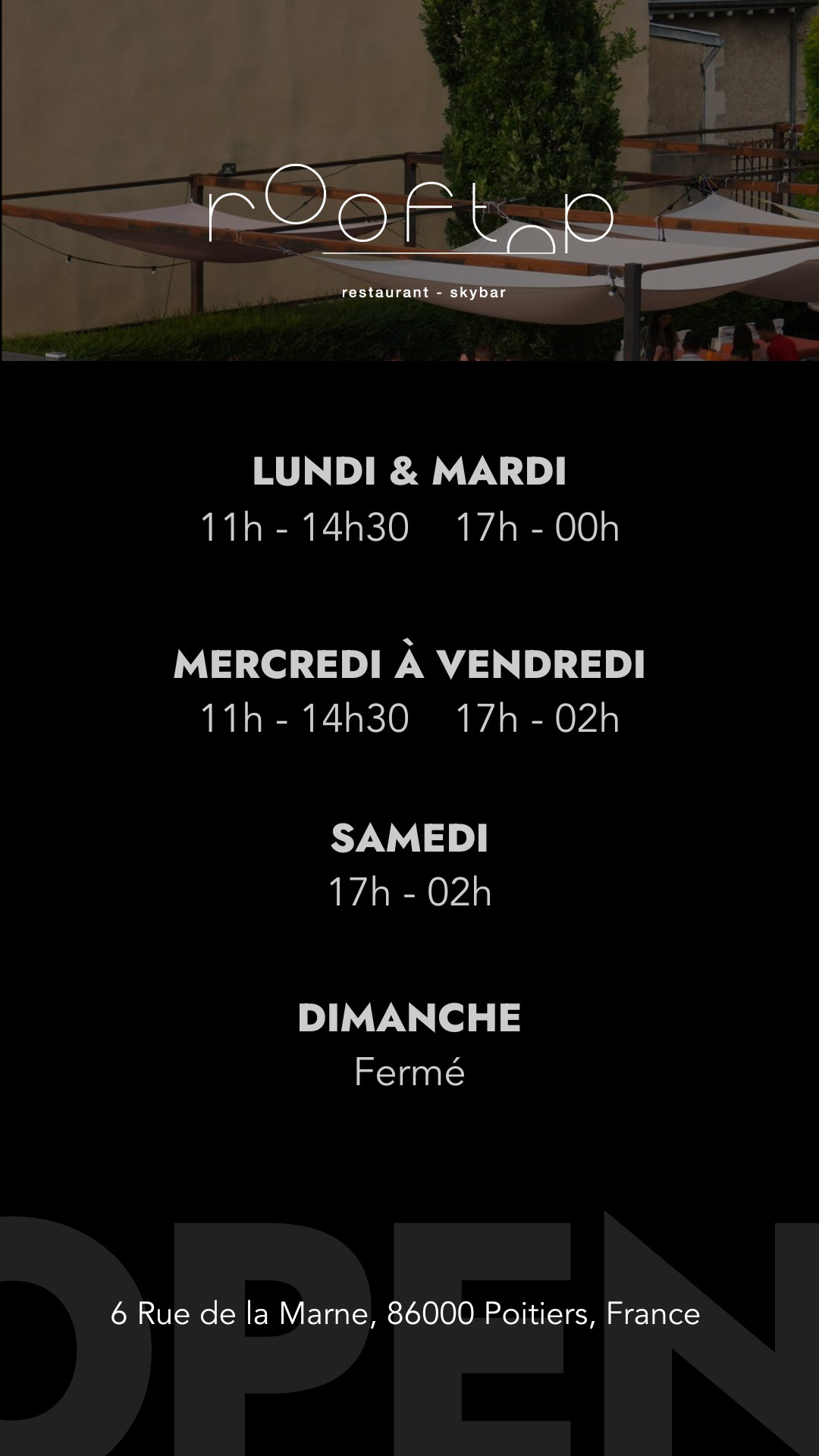 horaires le rooftop poitiers
